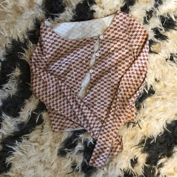 Source Unknown diagonal button up top cardigan crop - Picture 2 of 3